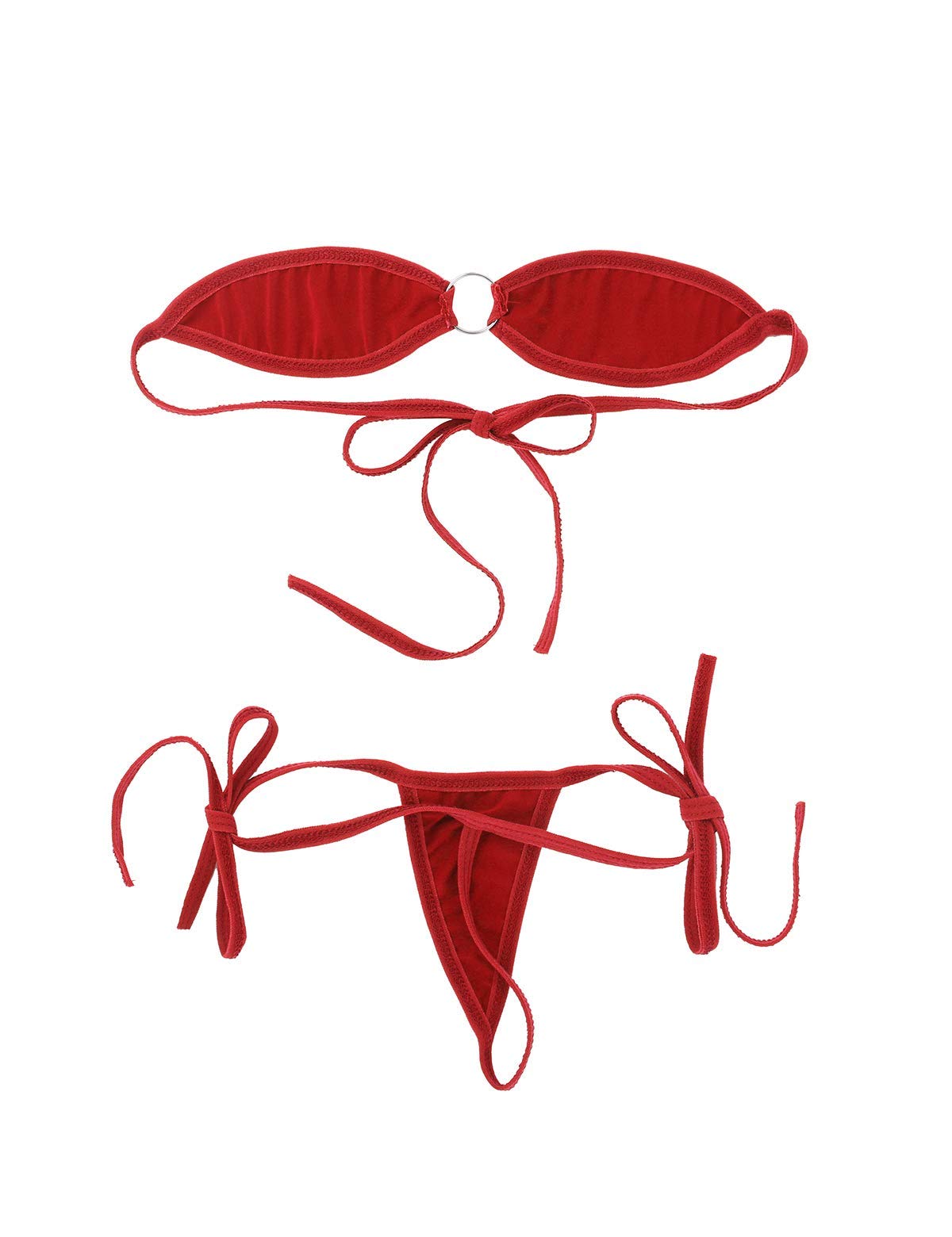 Women's Spandex, Lace, Sheer Babydoll Nightwear Lingerie Swimwear Beachwear Sexy Intimates Sheer Honeymoon Lingerie with Thong (Red 2, Free Size)-image-49