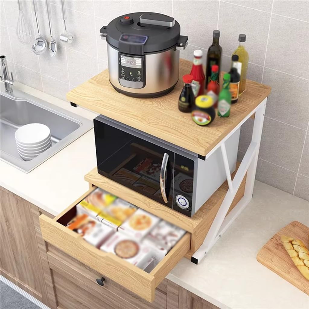Support de micro-ondes en bois à 2 niveaux et support de rangement for comptoir de cuisine
