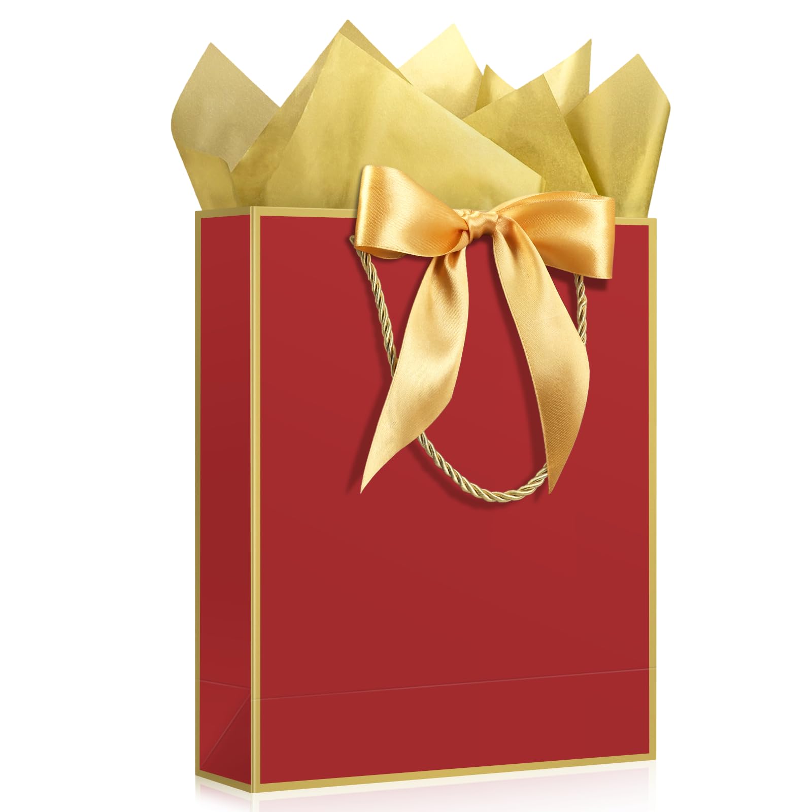 JMANNI Medium Red Birthday Gift Bags for Women with Handles &amp; Tissue Paper
