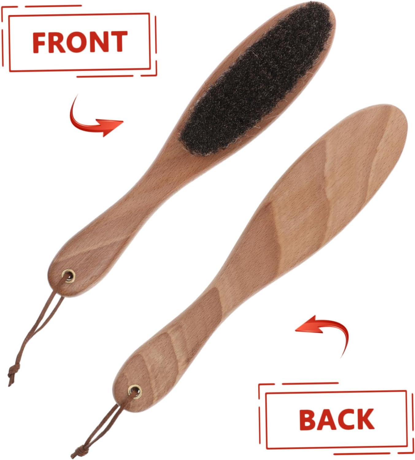 Happyyami 2pcs Horse Hair Shoe Brush for Cleaning Pu Shoes Versatile Polishing Scrubbing Tool Beech Handle for Daily Care of Boots and Footwear