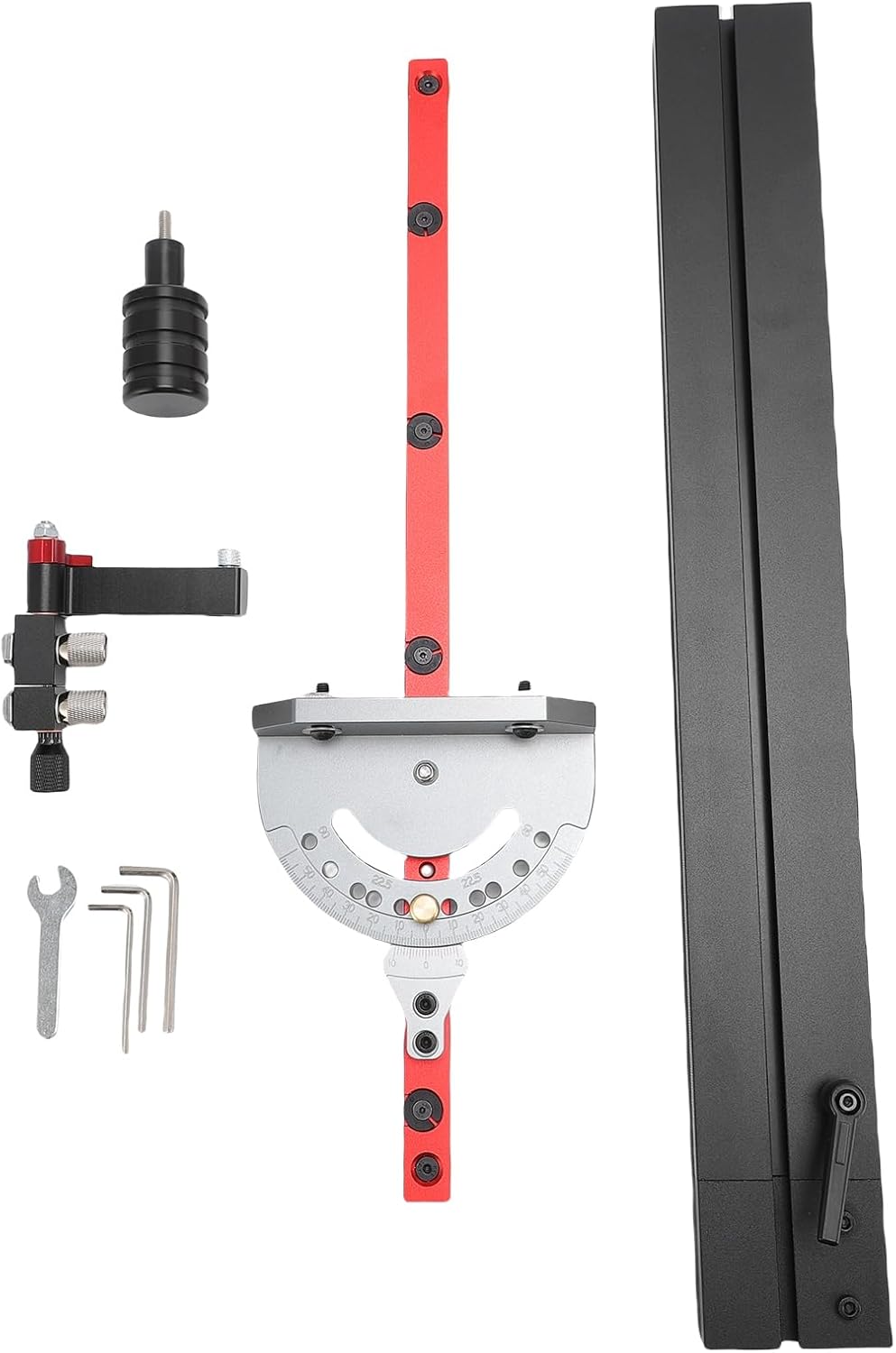 AUNMAS Table Saw Miter, Aluminum Alloy Miter with Micro Adjustable Flip Stop and Extendable Fence up to 36 Inch, for Table Saw Band Router with 11 Preset Angle Stops