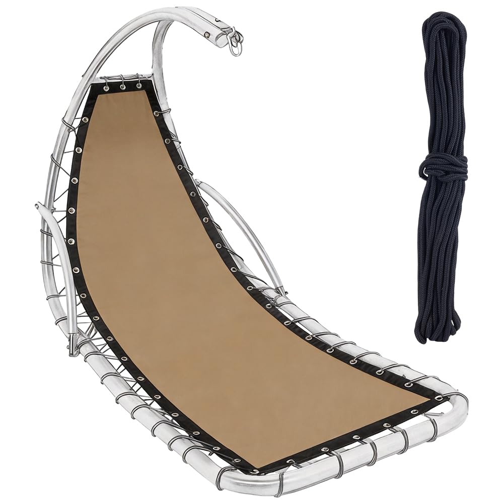 GORGECRAFT 197X64cm Hanging Curved Chaise Lounge Mesh Polyester Replacement Hanging Chair Mesh and Durable Rope Set Hammock Tan Hanging Rocking Chair Fabric for Outdoor Indoor Yard Chaise Summer