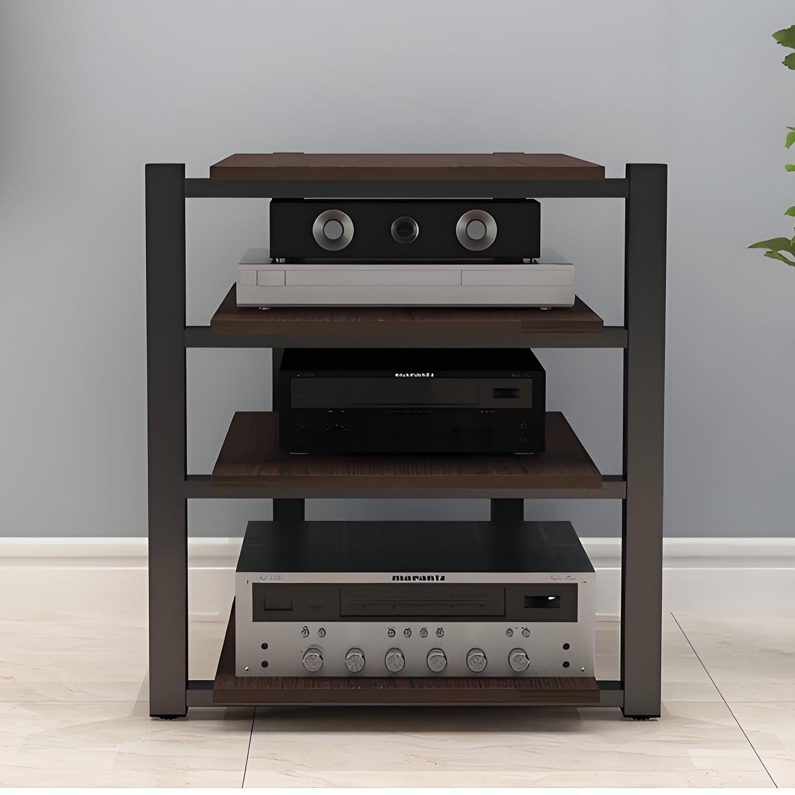 Support audio en acier à 4 niveaux meuble composants stéréo