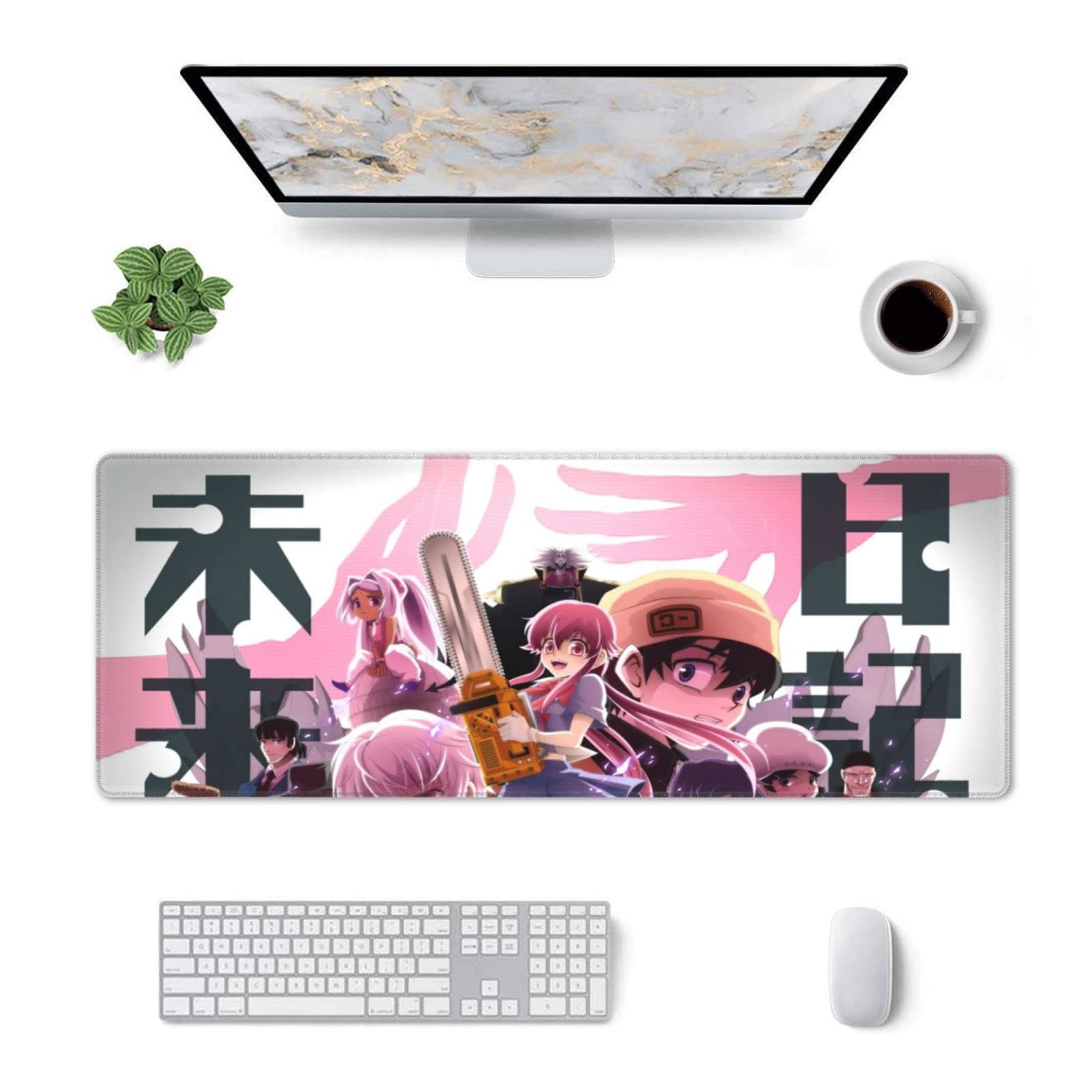 Anime Future Diary Mouse Pad Non-Slip Rubber Base Mousepad Large Extended Gaming Mouse Pads for Desk Computer Keyboard Mat 11.8 X 31.5 in