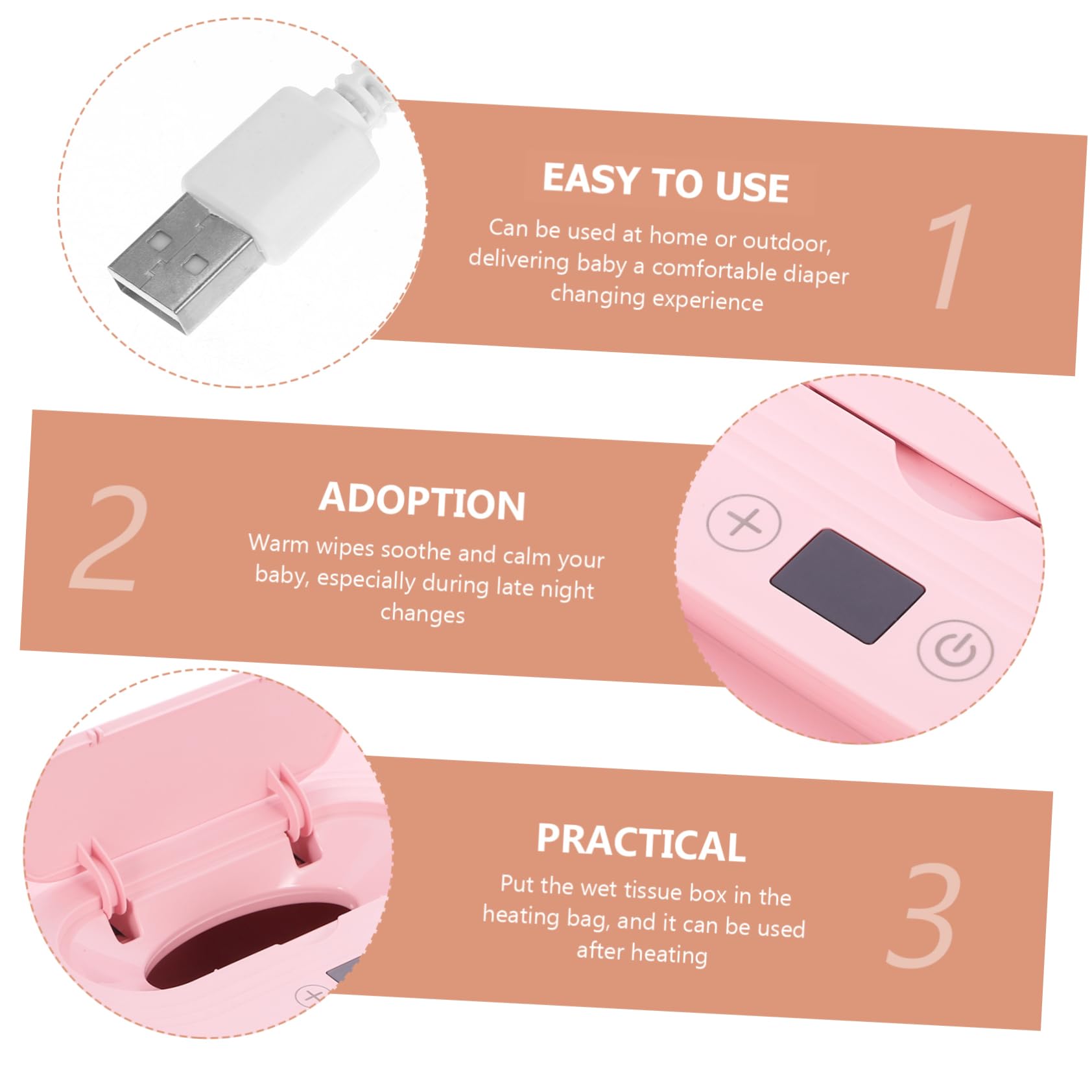 Abaodam Chauffe-lingettes pour Distributeur Portable USB Chauffe-lingettes de Voyage pour Bébés