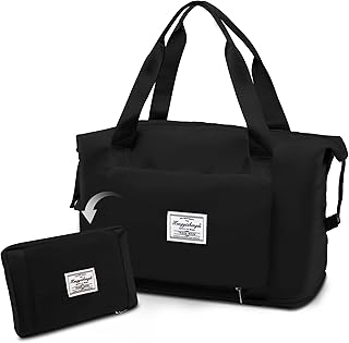 شنطة سفر كبيرة وقابلة للطي، شنطة يد كبيرة توت مع فاصل للعناصر الجافة والرطبة للمبيت في اجازة نهاية الاسبوع وصالة الالعاب الرياضية للنساء من مايليساك, أسود