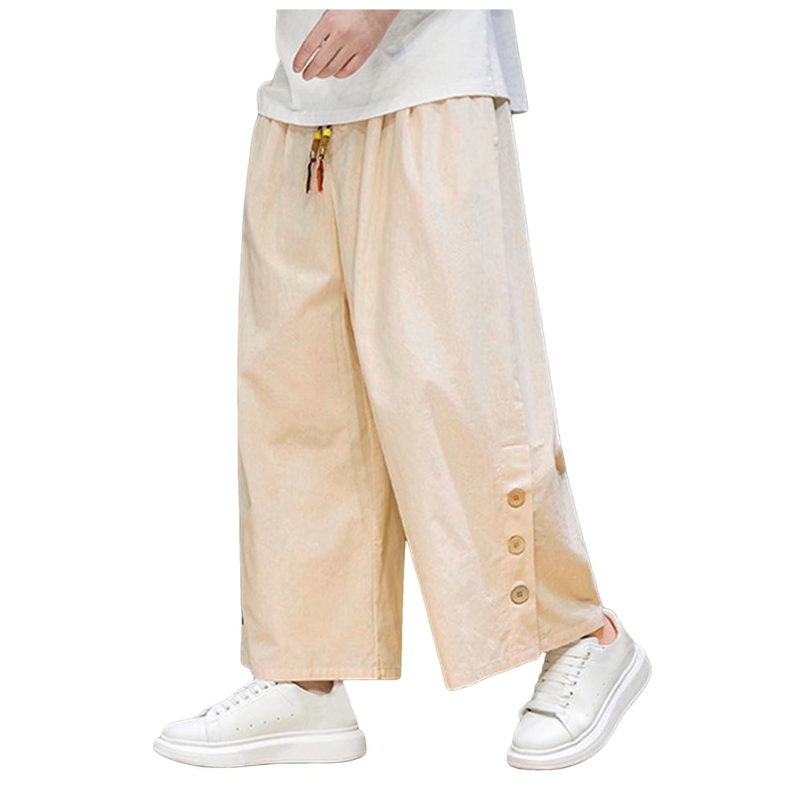 Mens Harem Pants Wide-Leg Pants Vintage Casual Trousers Male Ankle-Length Pants 2024 Fashion Loose Fit Streetwear