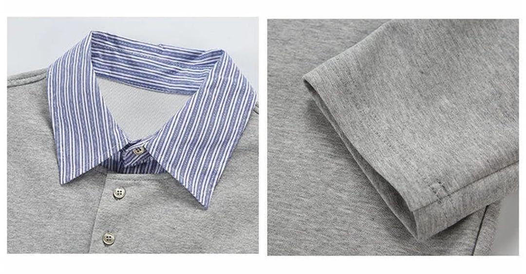 Maglietta da uomo hip hop casual a maniche lunghe da donna maglietta polo con colletto a righe