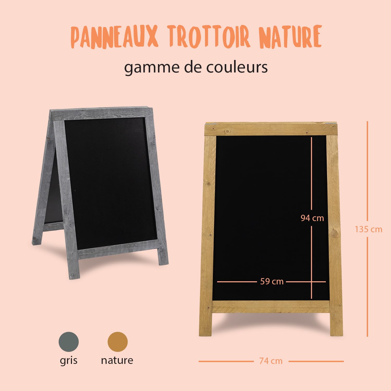 SECURIT - Tableau sur Pied Double Face en Bois "Nature" - Coloris Naturel