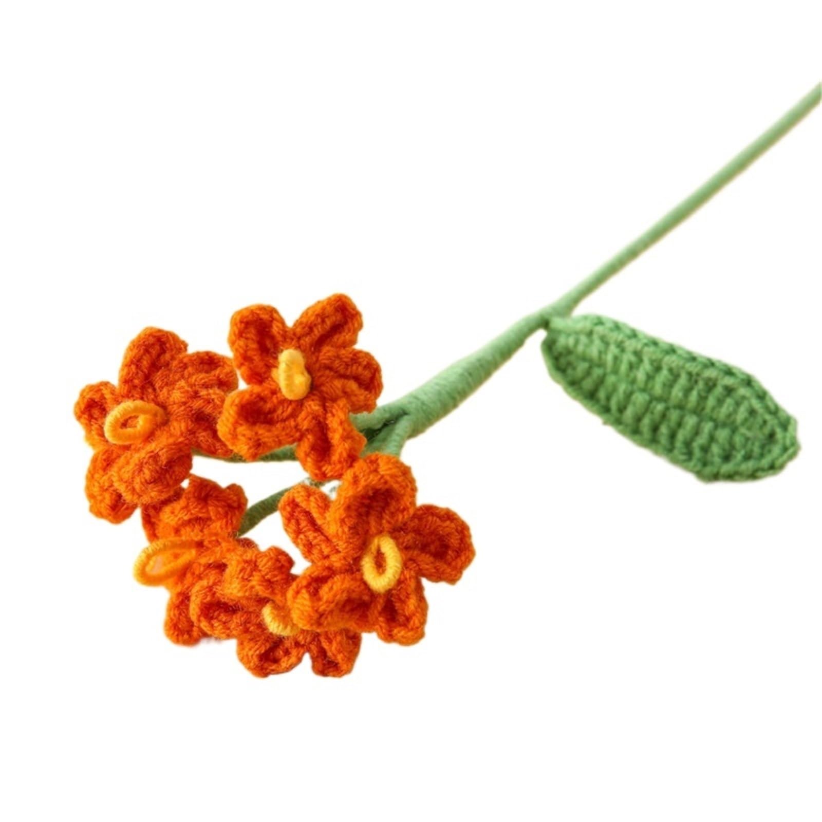 ZHSOAO 2pcs Crochet Flowers Knitted Graduation Bouquet Woven Artificial for Weddings Birthdays(Color8)