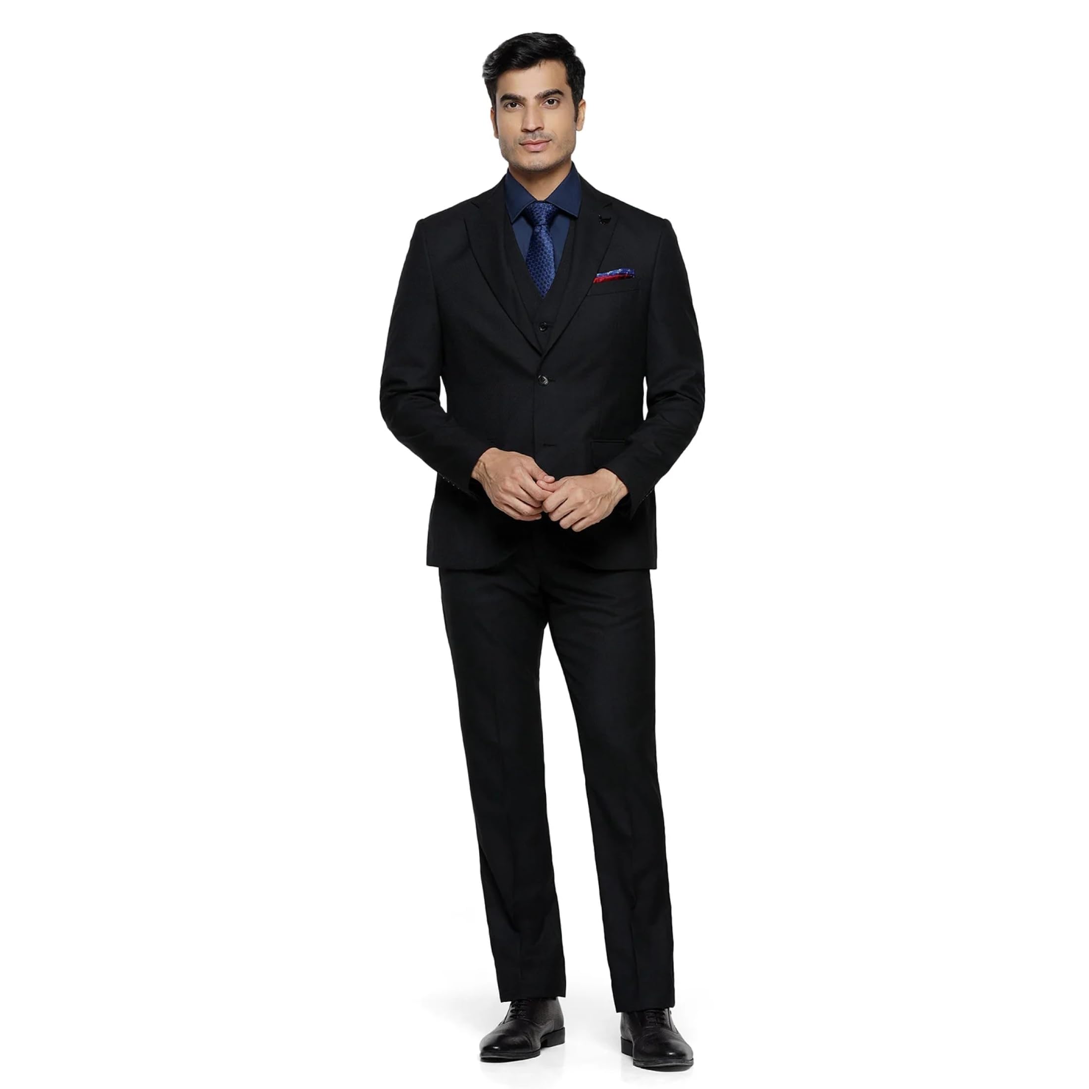 blackberrys Men's Slim Fit Textured Three Piece Suits-picture-21