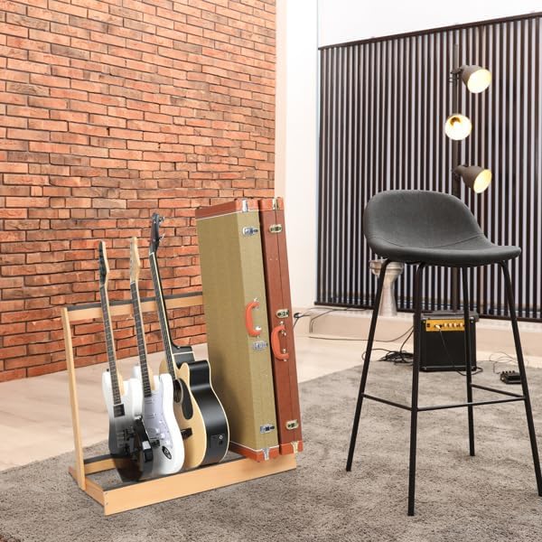 Folding Guitar Cases Stand, Multiple Guitar Case Floor Rack for Electric Guitar, Bass, and Acoustic Guitars for Home, Studio, Stage,Portable Acoustic Guitar Stand.Guitar Accessories