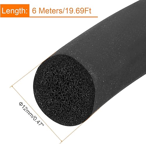 Miniatura 2 de uxcell Tira de sellado de goma de espuma, 0.472 in de diámetro x 19.7 ft (19.69 pies) de largo redondo EPDM de goma sólida para reducir el ruido,