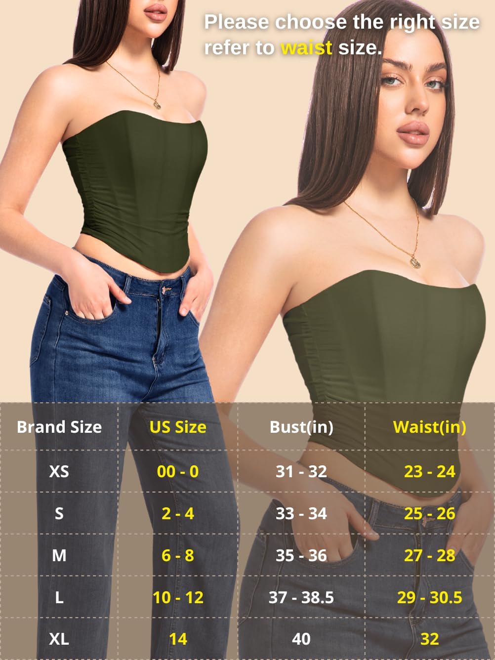 Women's Adjustable Lace-Up Corset Top, Fit Sizes 00-14, Boned Ruched Mesh - Image 6