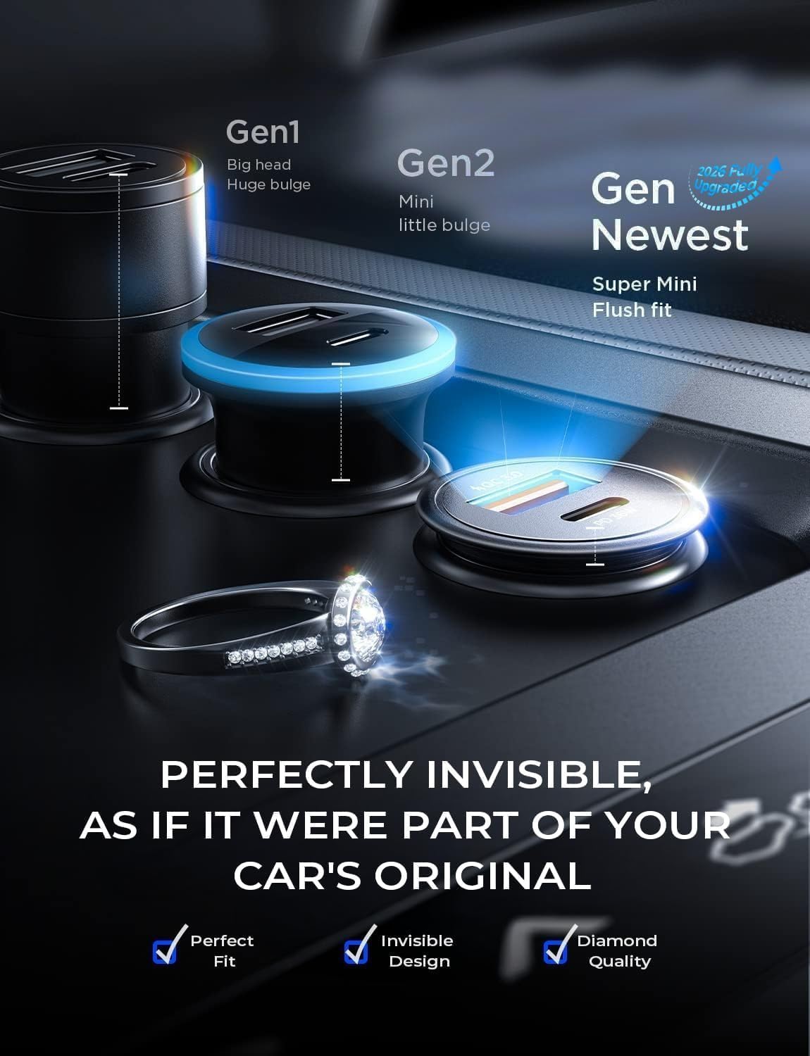 AINOPE 67.5W 12V Car Charger, Cigarette Lighter USB Charger Fast Charging — Amazon image 3