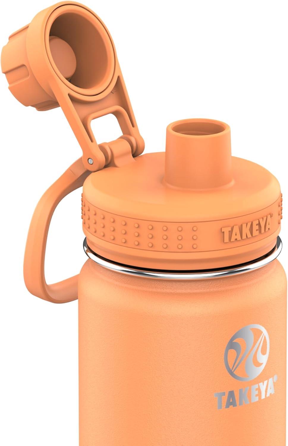 Takeya Actives Water Bottle with Spout Lid - Bottle with Double Stainless Steel Insulation - Dishwasher Safe & BPA-Free - Bottle with Spout Lid & Removable Bumper - 18 oz, Tart Orange - Image 2