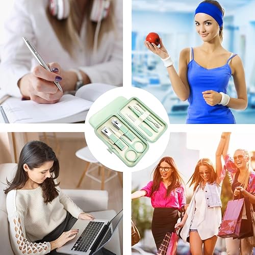 Miniatura 6 de Juego de manicura de 7 piezas, kit de cortaúñas, kit de manicura de acero inoxidable, herramientas de corte de uñas, kit de aseo portátil de viaje,