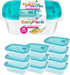 HOMESHOPA Plastic Food Storage Containers with Vented Lids, 10 Pack Leak Proof BPA Free Stackable, Microwave Freezer Dishwasher Safe, Reusable Airtight Meal Prep Lunch Boxes, 750Ml/25 Oz