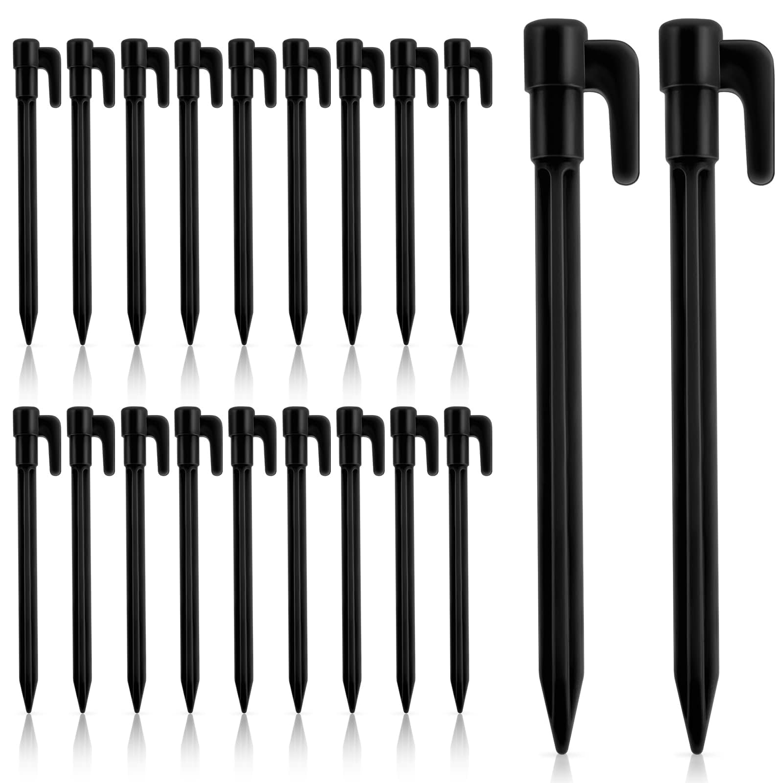 TERRIFI Tent Stakes, 100 Pack High Strength Plastic Camping Stakes, 14.7 CM Long Heavy Duty Canopy Anchoring Pegs, Sand Stakes Outdoor Beach Spikes,for Camping, Gardening, Landscaping(Black)