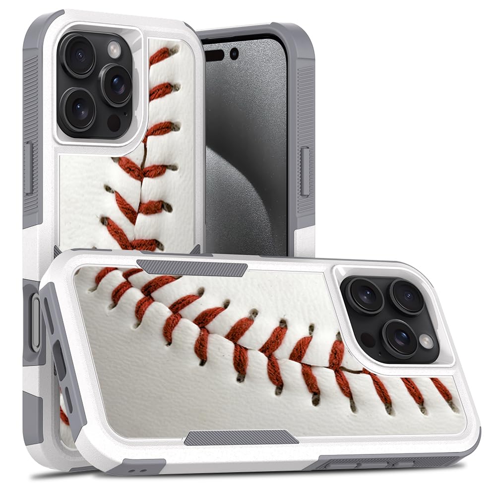 Candykisscase Case for iPhone 16 Pro Max, Baseball Sport Pattern Shock-Absorption Hard PC and Inner Silicone Hybrid Dual Layer Armor Defender Case for