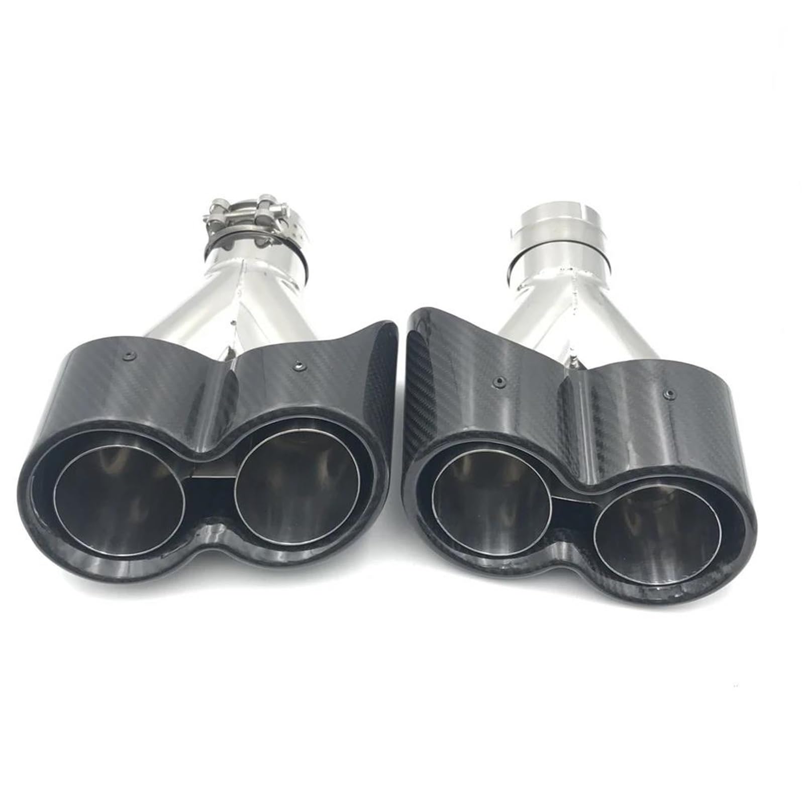 1 Paio di Terminali di Scarico Doppi in Acciaio Inossidabile Lucido Terminali di Scarico Universali Modello Y Silenziatori per Auto. Terminale di Scarico per Auto(ID 73mm-OD 180mm)