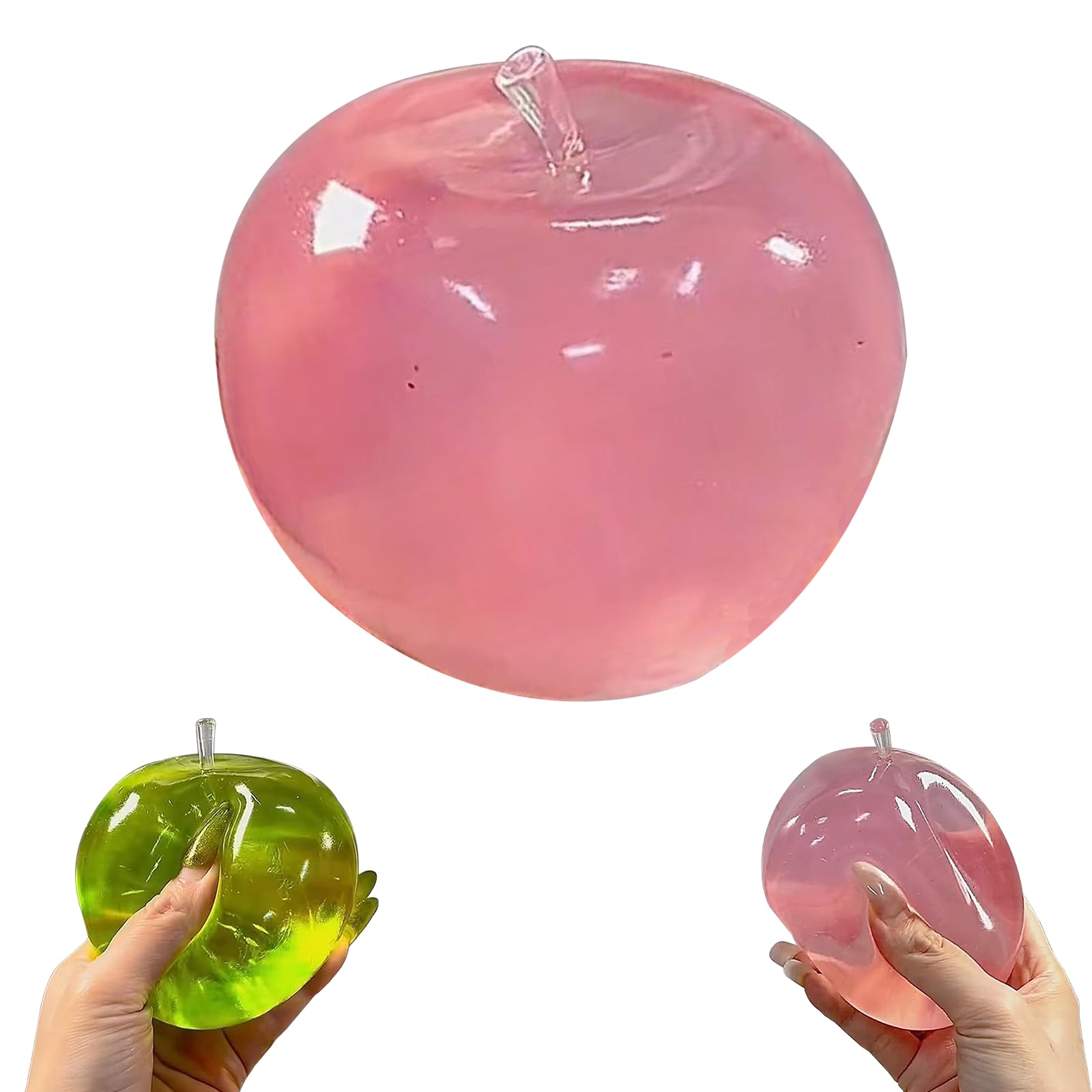 Squeeze Toys Cute Apple Squishy Fidget Toys for Kids Adults Water Bead Squeeze Toy for Anxiety Relief, Sensory Food Squishies for ADHD Autism, Birthday Party Favors (pink appleapple)