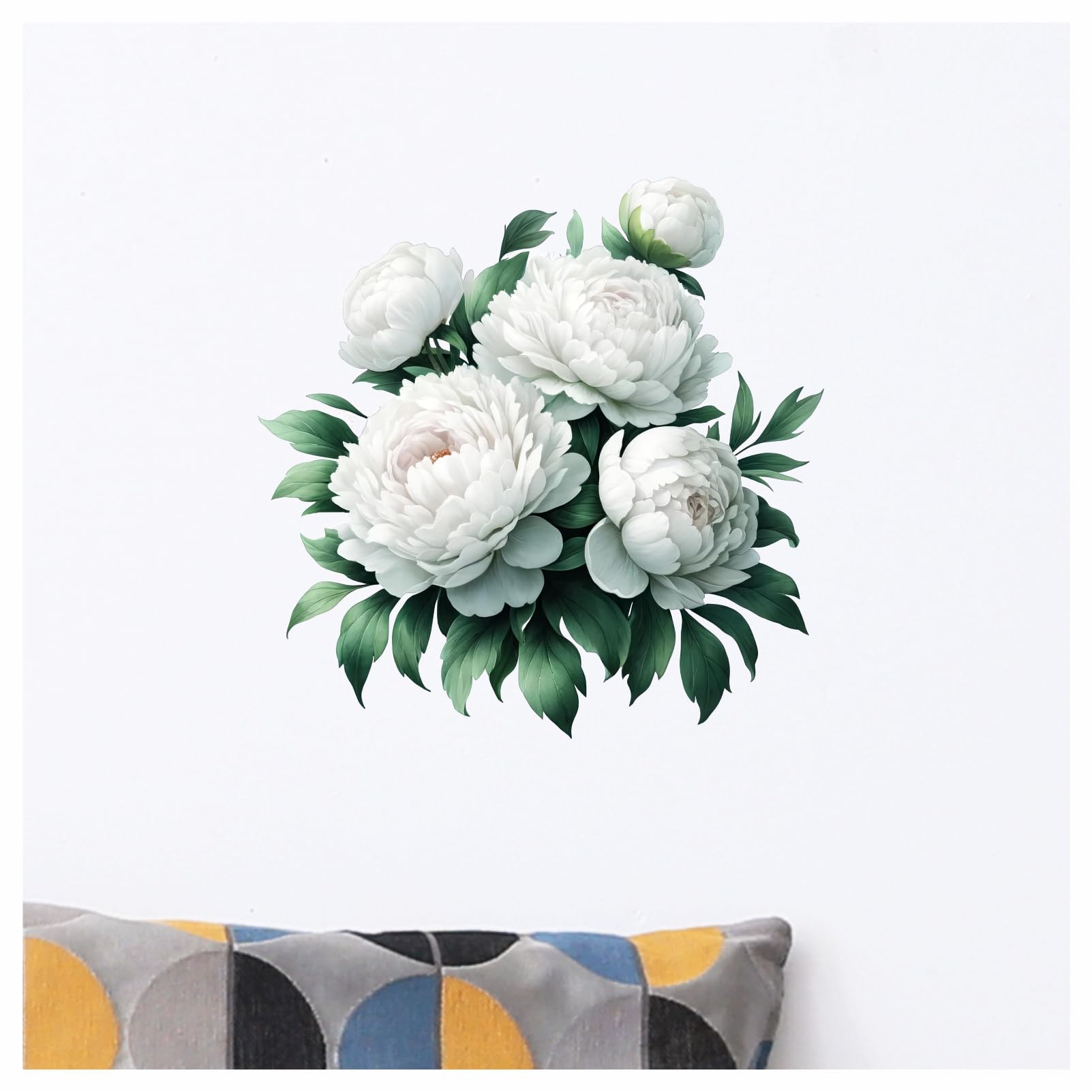 x4 Single White Peony Flower Vinyl Stickers, Vibrant Blackout Waterproof Decals - Image 4