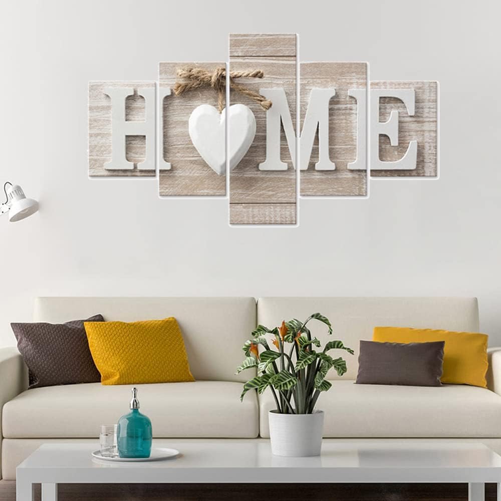 SUNYSUBY Framed 5PCS Large Size HOME Sign Canvas Wall Art Painting Modern Decor Artwork On Canvas Print Picture Decoration for Bedroom Living Room Ready to Hang (HOME LOVE, W60 x H30)