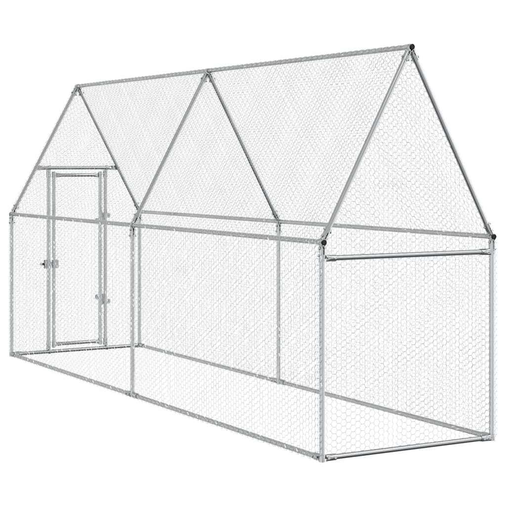 vidaXL Hühnerkäfig, Hühnerstall, Freigehege für Hühner Kleintiere, Hühnerhaus, Silbern Verzinkter Stahl
