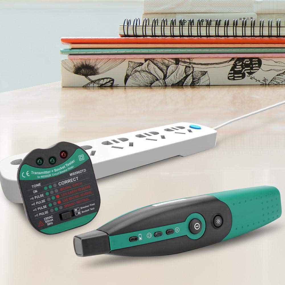 Testeur de Disjoncteur, Ms5902 2-en-1 Localisateur Automatique de Défauts de Circuit pour Prises Électriques, Détecteur de Fusibles, Détecteur de Fil de Terre, Testeur Multifonction (220V EU)