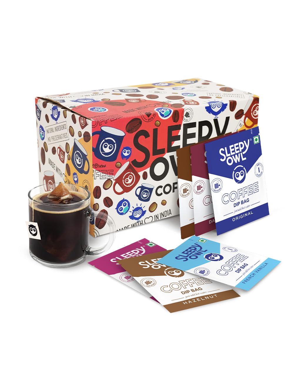Sleepy Owl Assorted Hot Brew Coffee | Easy Coffee Bags | 30 Drip Bags | 5 x 6 Flavours - Original, Dark Roast, French Vanilla, Hazelnut, Cinnamon, Mocha | 100% Arabica | 300g, 5 Minute Fresh Brew (B0CV4XQZ5R) Amazon Price History, Amazon Price Tracker