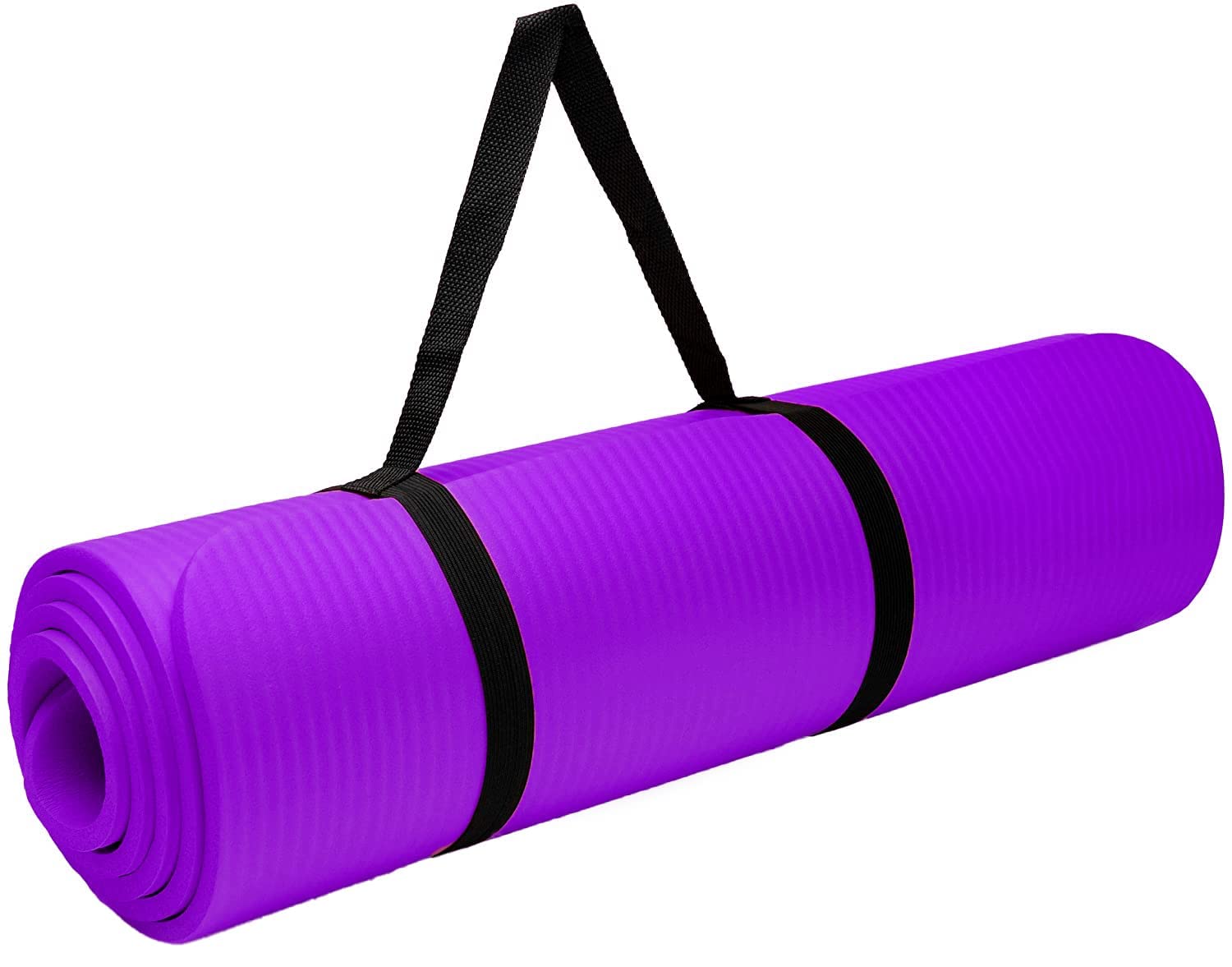 LAVISH HANDICRAFT Exercise & Yoga Mat for Women and Men, High Density, Anti-Slip/Skid/Split Yoga Mat for Home, Outdoor, Gym Workout and Flooring Fitness Mat with strap (24x72 IncheS) (4MM, PURPLE)