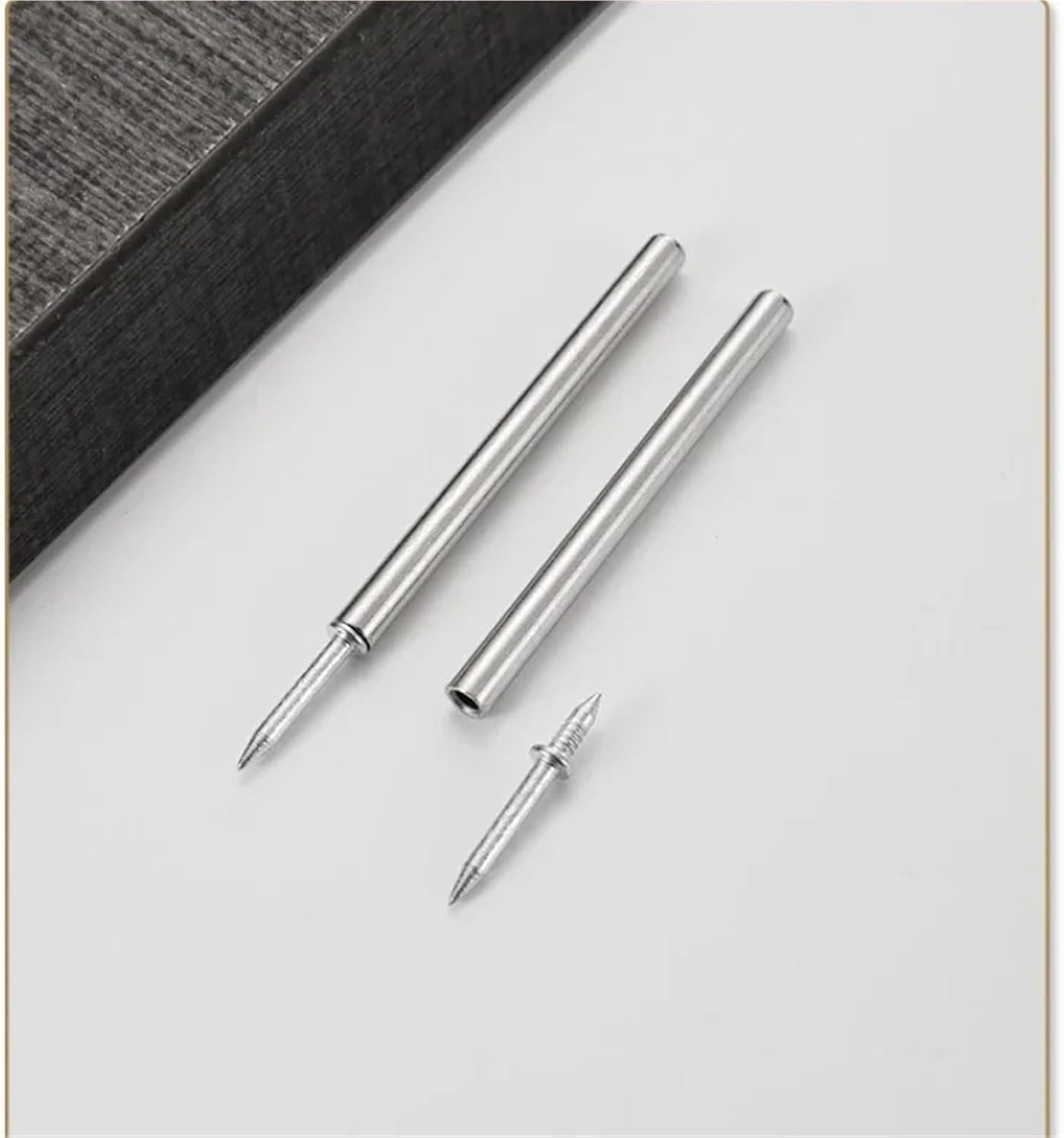 Double Sided Nails Double Head Seamless Thread Nails Without Marks No Trace Fixator With Specific Sleeve Tool For Solid Wood Trim(500 nails 5 sleeve)