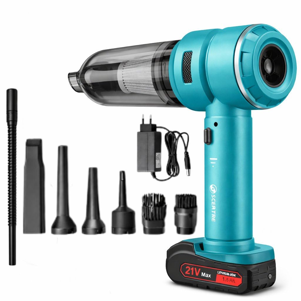 Sceptre Cordless Vacuum Cleaner & Air Duster for Car use| Home & Office use |15000Pa Powerful Suction| 21V Rechargeable Battery| 4-in-1 Wireless Cleaner for Sofa, Bed, Carpet & PC Cleaning & More-image-0