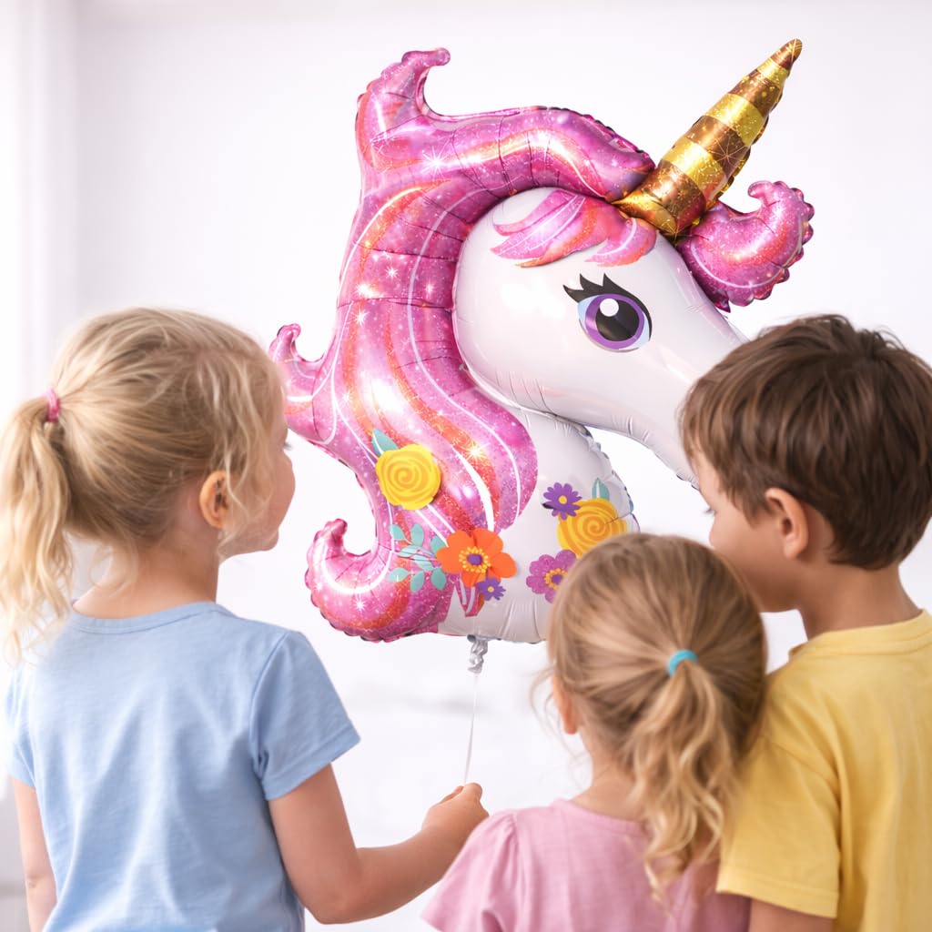 COMPOSIZIONE COMPLEANNO UNICORNO Con Numerone E Palloncini Ad Elio