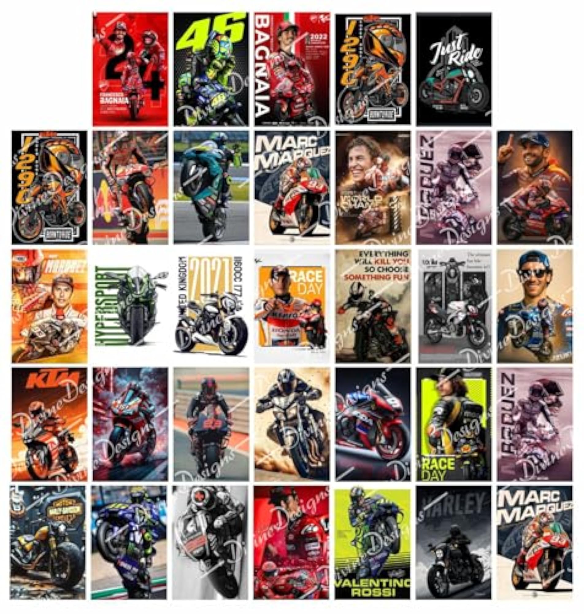 33pcs Superbikes Wall Collage Kit Posters for Decoration