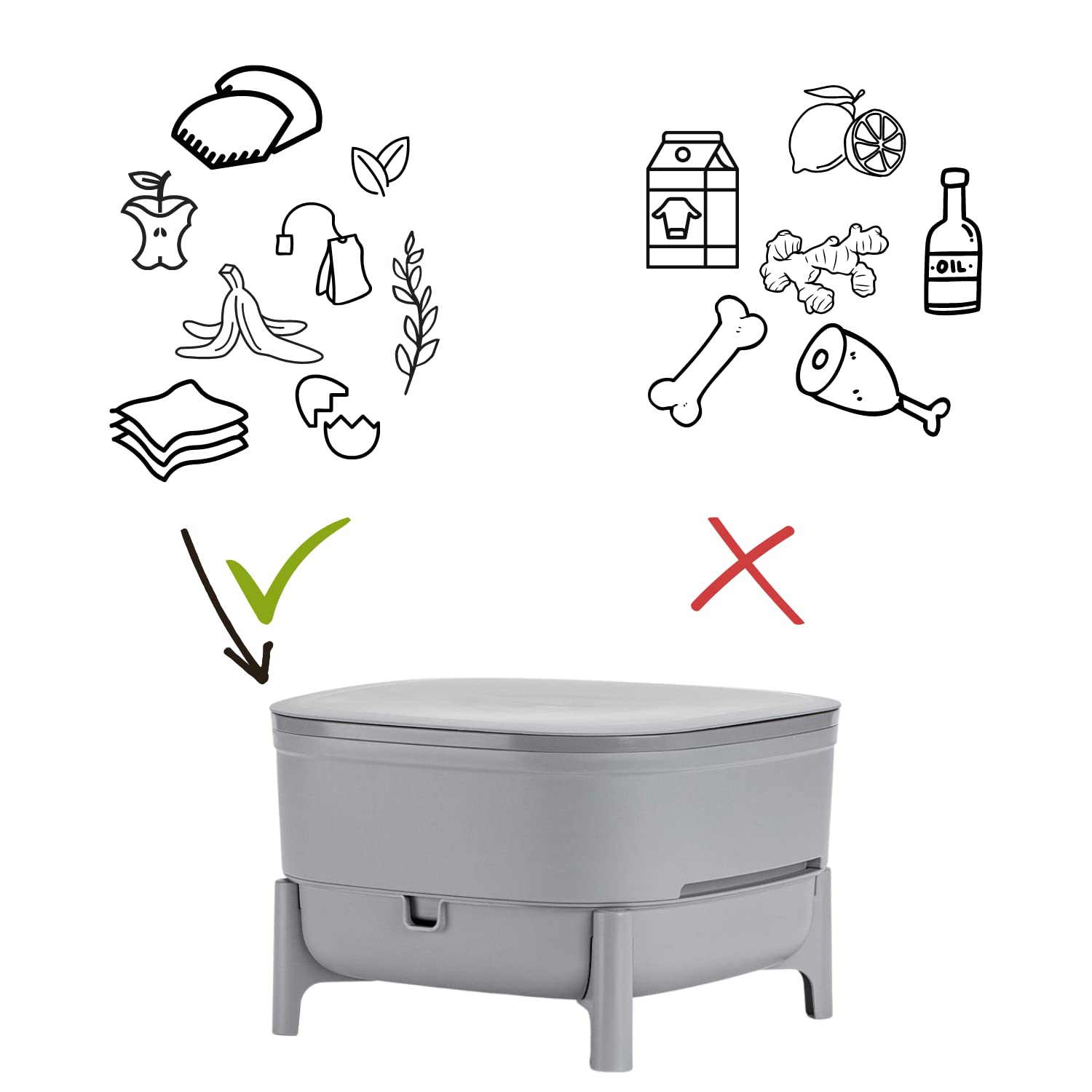 Economy Vermicompost pour Cuisine et Balcon – Boîte à vers Design en Plastique 100% recyclé – Vermicompost comme Ferme à vers avec 2 Bols – Volume 30 l, Gris