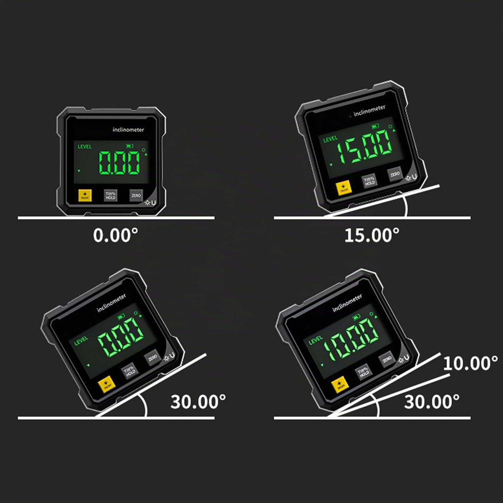 Luminis Precision X1 - Livella a bolla digitale, inclinometro digitale digitale a 4 lati, display LCD, inclinometro per la lavorazione del legno
