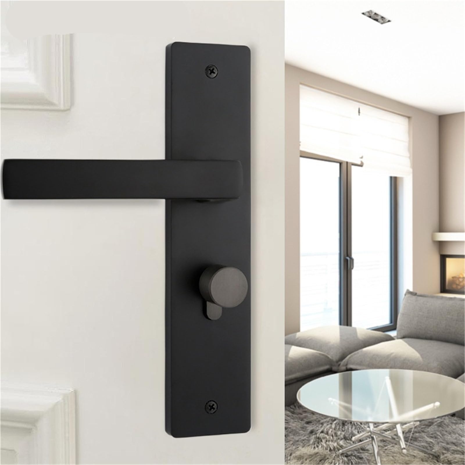 Poignée de porte robuste au design rétro noir, quincaillerie haut de gamme en zinc