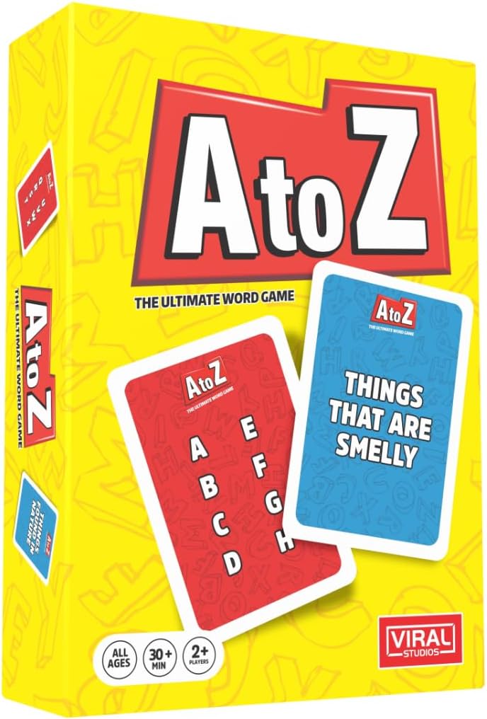 Viral Studios A to Z – Fast-Paced Word Game for Families & Game Nights – Race the Timer, Flip Letters & Shout Answers – Fun Card Game for Kids, Teens & Adults, Ages 8+, 2+ Players