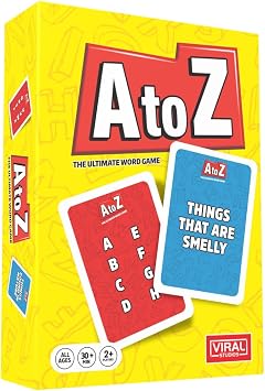 Viral Studios A to Z Fast-Paced Word Game for Families & Game Nights Race the Timer, Flip Letters & Shout Answers Fun Card Game for Kids, Teens & Adults, Ages 8+, 2+ Players