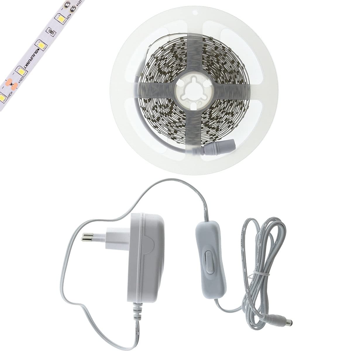 Blaupunkt Strip LED Galaxy 5m - specjalna atmosfera listwa świetlna - chłodna biel 6000K, idealna taśma do oświetlenia salonu, kuchni, sypialni, korytarza, 12 V, Plug & Play