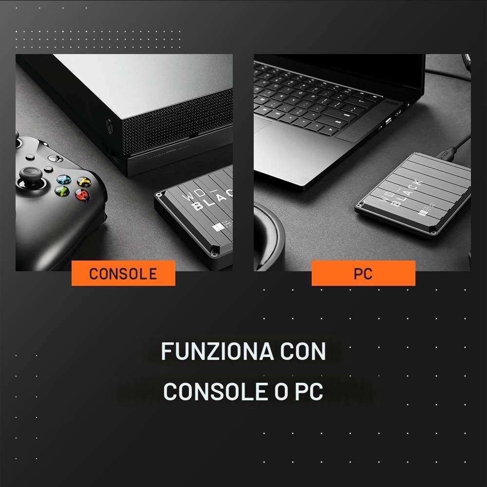 WD_BLACK P10 6TB Game Drive HDD portatile USB 3.2 Gen 1 Tipo A compatibile con Playstation, Xbox, PC e Mac