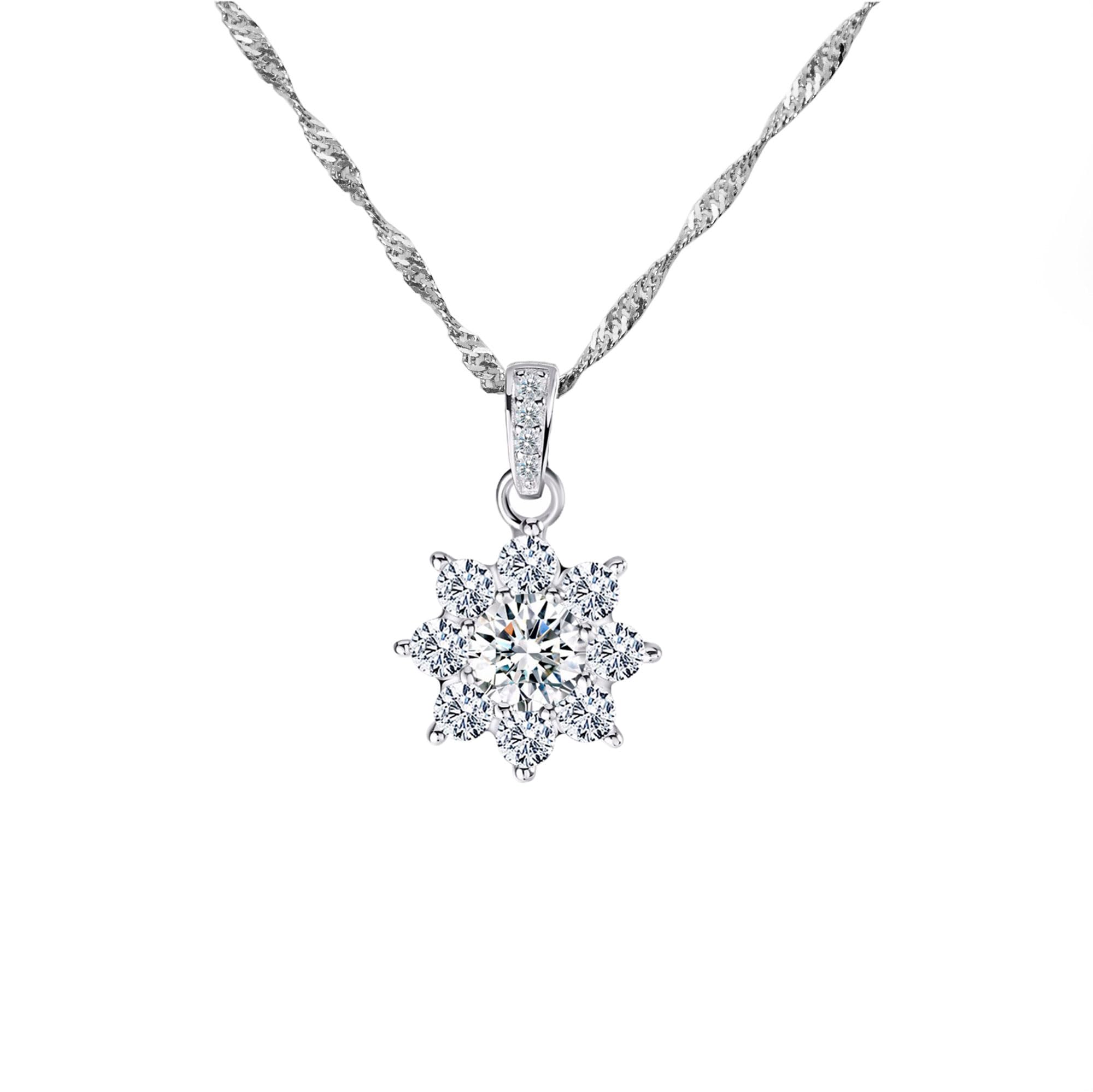 Twisted Curb Kette Halskette Anhänger Stern Zirkon 925 Sterling Silber Damen/Herren Halskette