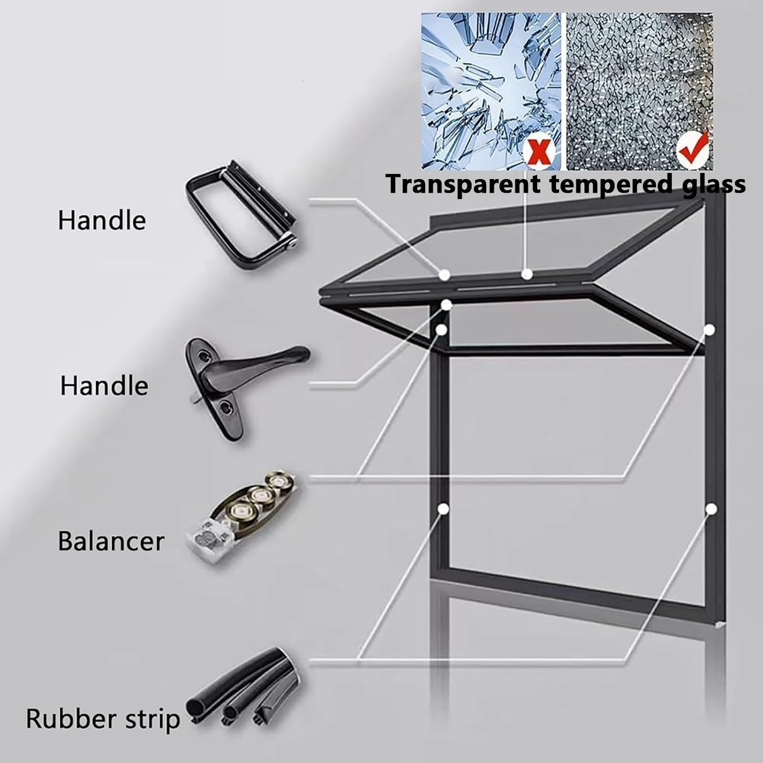 Concession Window for Food Truck, Aluminum Alloy Manual Sliding Windows, Flush Mount Manual Folding Windows with Locking Handle, Concession Folding Window for Food Truck(24x47in/61x119cm)