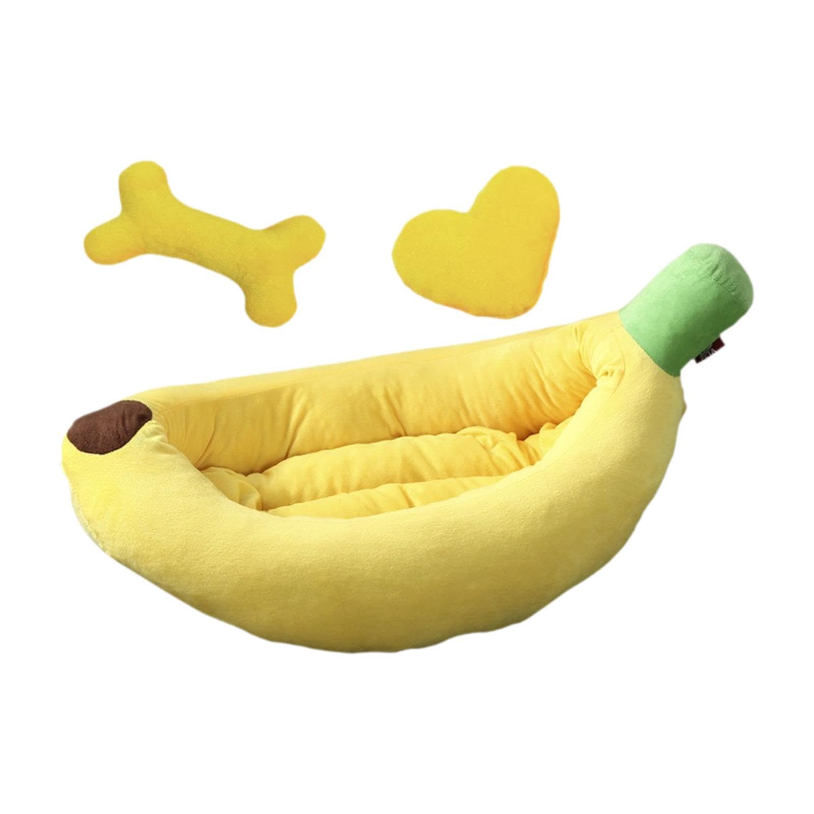 Lit pour chien et chiot en forme de banane lavable en machine taille S