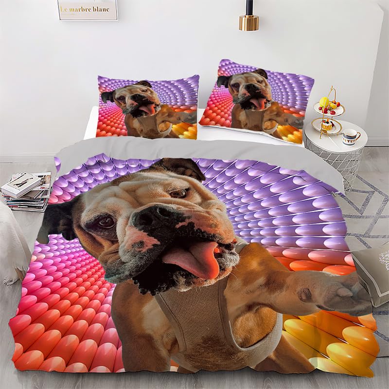Housse de couette 90x190 chiens colorés avec taie 65x65 en microfibre pour enfant
