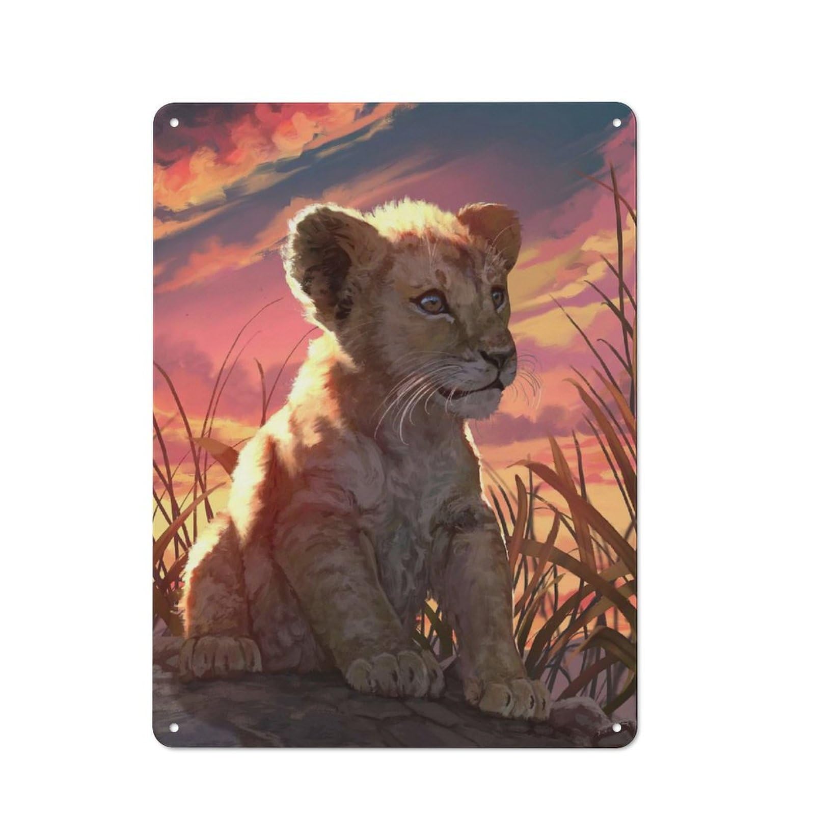 Lion Cub Industrial-style Tin Sign 40x30cm for Garage Or Workshop, for Garage, Workshop And Man Cave Decoration