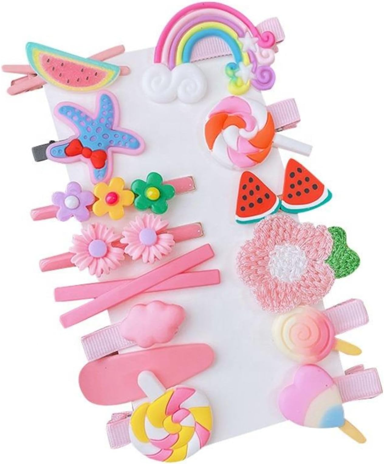 Wazdorf 14 Pieces Girls Hair Pins with Clear Bag, Baby Clips Cute Cute Fruit Cartoon Animal Pin for Kids, Women, Girls Hair Accessories (pink)