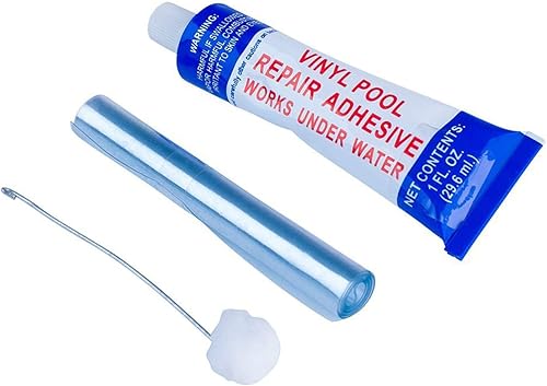 ATIE Kit de pegamento adhesivo de reparación de vinilo resistente para piscinas inflables sobre el suelo con fugas de agua o flotador inflable para